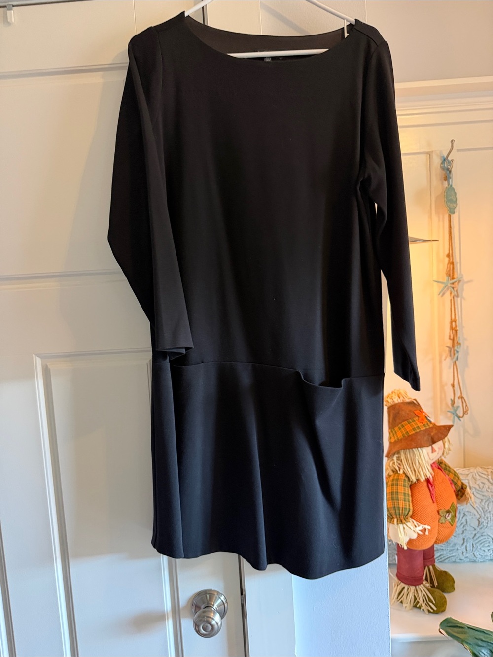 Eileen Fisher Black Long Sleeve Crewneck Dress